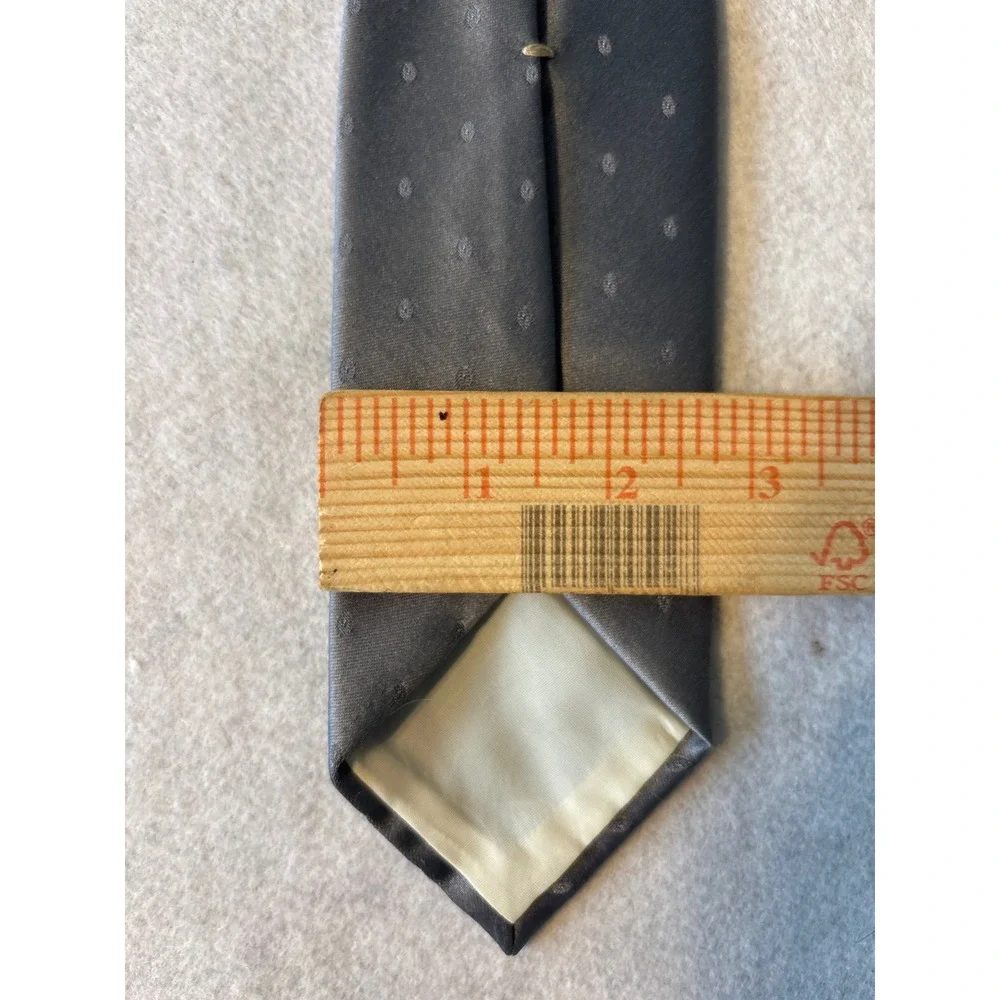 Wembley Necktie Mens One Size Gray Good‎ Silk Blend Micro Dot Pattern Vintage